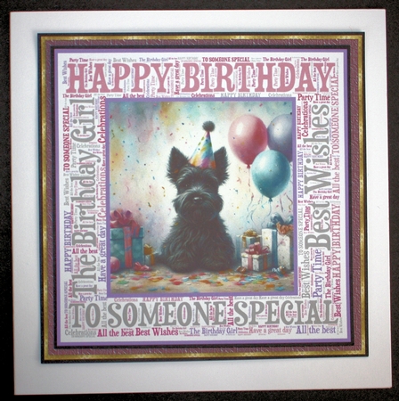 Pink Birthday Scottish terrier background 3 by Marion Kimberley-Scott