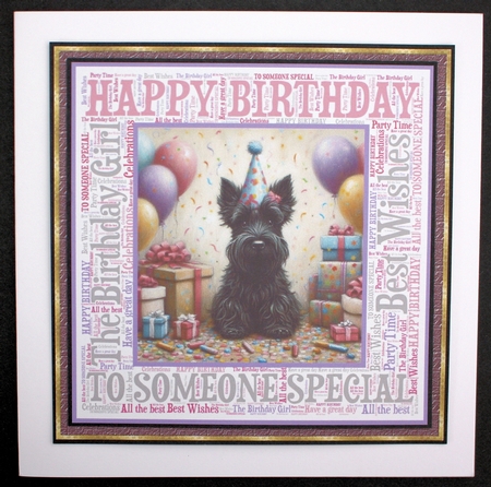 Pink Birthday Scottish terrier background 5 by Marion Kimberley-Scott