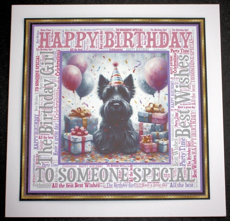 Pink Birthday Scottish terrier background 6 by Marion Kimberley-Scott