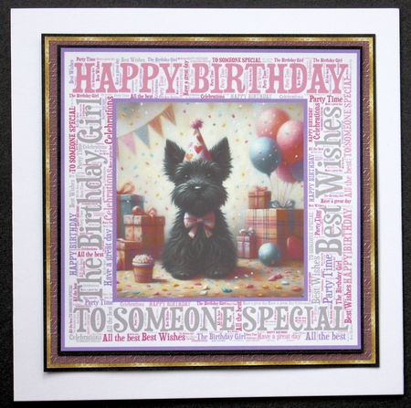 Pink Birthday Scottish terrier background 9 by Marion Kimberley-Scott