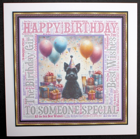 Pink Birthday Scottish terrier background 11 by Marion Kimberley-Scott