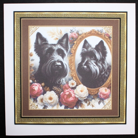 3 Framed floral Scottish terrier card front/toppers 1 by Marion Kimberley-Scott
