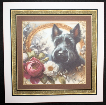 3 Framed floral Scottish terrier card front/toppers 2 by Marion Kimberley-Scott