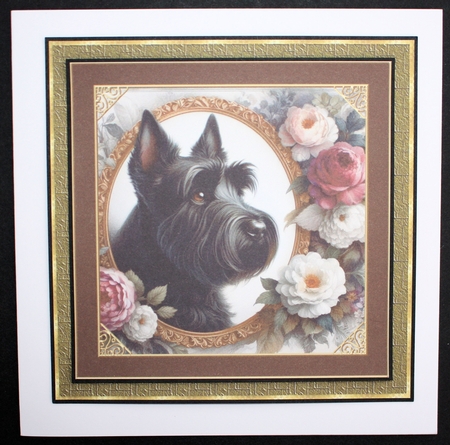3 Framed floral Scottish terrier card front/toppers 3 by Marion Kimberley-Scott