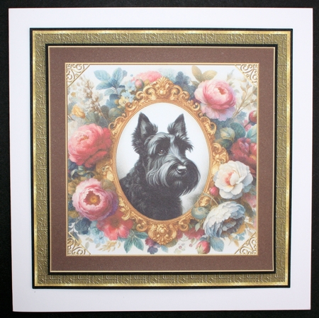 3 Framed floral Scottish terrier card front/toppers 4 by Marion Kimberley-Scott