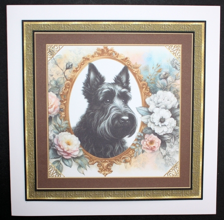 3 Framed floral Scottish terrier card front/toppers 5 by Marion Kimberley-Scott