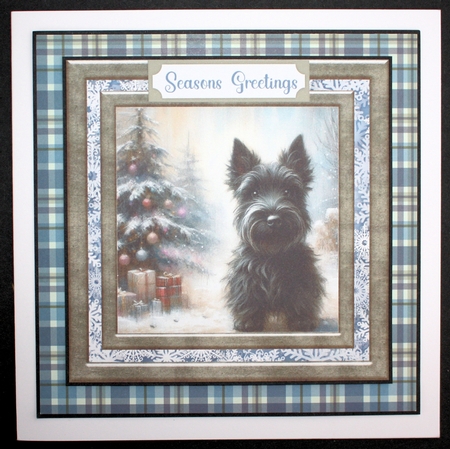 Christmas snowflake Scottie card front 1 by Marion Kimberley-Scott