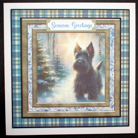 Christmas snowflake Scottie card front 2 by Marion Kimberley-Scott