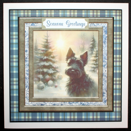 Christmas snowflake Scottie card front 3 by Marion Kimberley-Scott