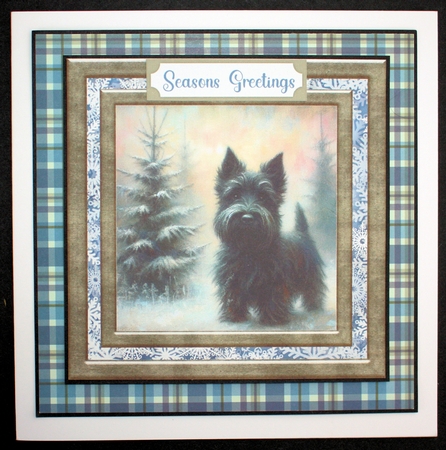 Christmas snowflake Scottie card front 4 by Marion Kimberley-Scott