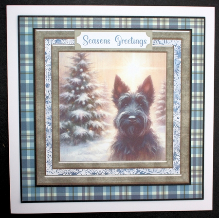 Christmas snowflake Scottie card front 5 by Marion Kimberley-Scott