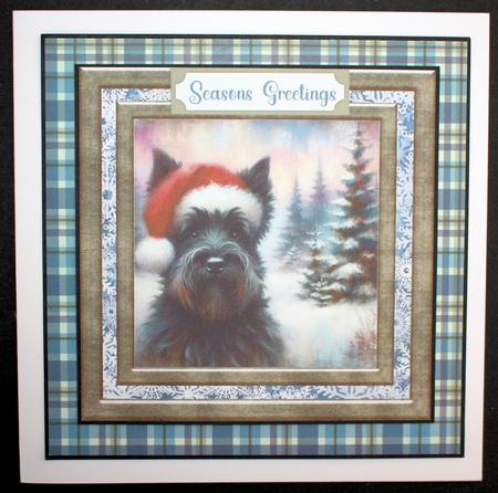 Christmas snowflake Scottie card front 6 by Marion Kimberley-Scott