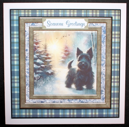 Christmas snowflake Scottie card front 7 by Marion Kimberley-Scott