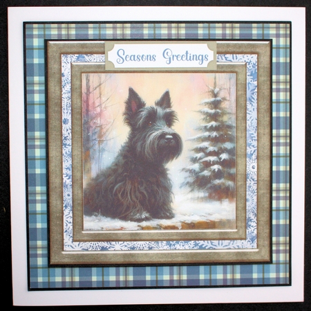 Christmas snowflake Scottie card front 9 by Marion Kimberley-Scott