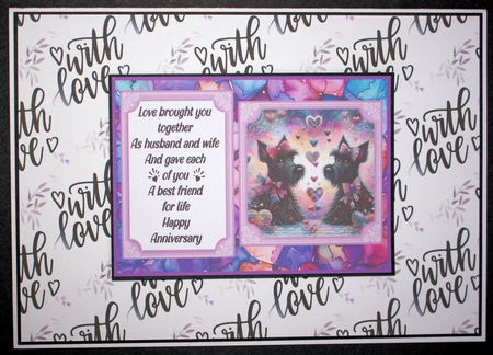 2 Scottish Terrier Anniversary 7x5 card fronts by Marion Kimberley-Scott