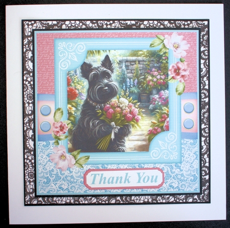 Garden bouquet Scottie card front 3 by Marion Kimberley-Scott