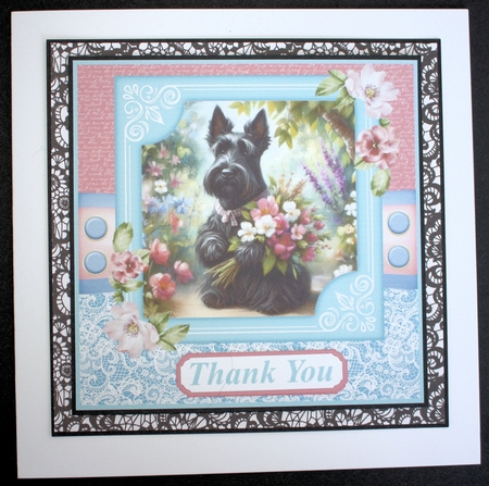 Garden bouquet Scottie card front 5 by Marion Kimberley-Scott