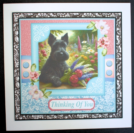 Garden bouquet Scottie card front 7 by Marion Kimberley-Scott