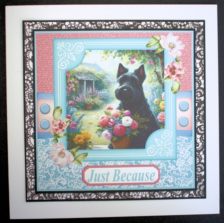 Garden bouquet Scottie card front 9 by Marion Kimberley-Scott