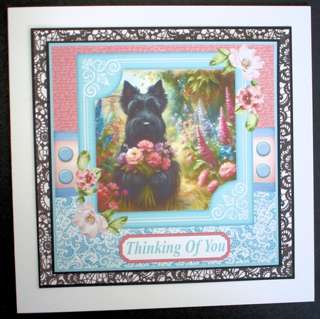 Garden bouquet Scottie card front 11 by Marion Kimberley-Scott