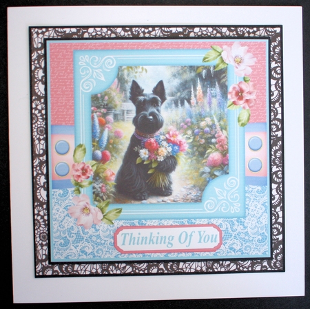 Garden bouquet Scottie card front 12 by Marion Kimberley-Scott