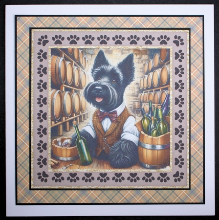 Wine cellar Scottie card front 1 by Marion Kimberley-Scott
