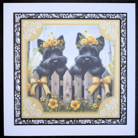 3 Yellow floral Scottie card fronts/toppers 3 by Marion Kimberley-Scott