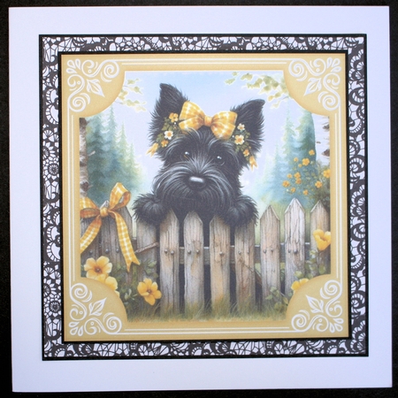 3 Yellow floral Scottie card fronts/toppers 4 by Marion Kimberley-Scott