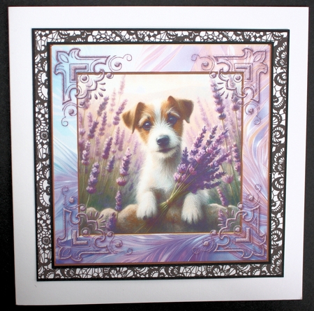 3 Lavender Jack Russel card front/toppers 1 by Marion Kimberley-Scott