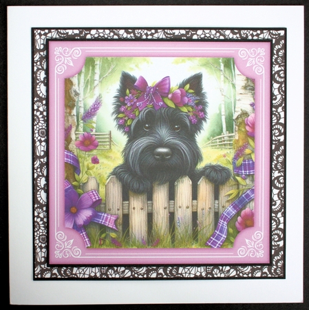 3 Purple floral Scottie card front/toppers 1 by Marion Kimberley-Scott