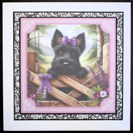 3 Purple floral Scottie card front/toppers 6 by Marion Kimberley-Scott