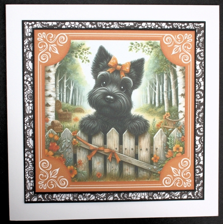3 Orange floral Scottie card front/toppers 1 by Marion Kimberley-Scott