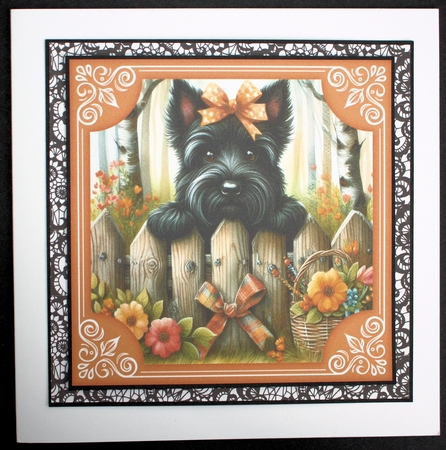3 Orange floral Scottie card front/toppers 2 by Marion Kimberley-Scott