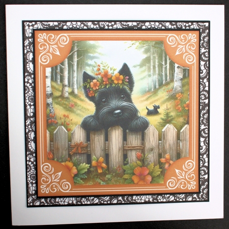 3 Orange floral Scottie card front/toppers 3 by Marion Kimberley-Scott