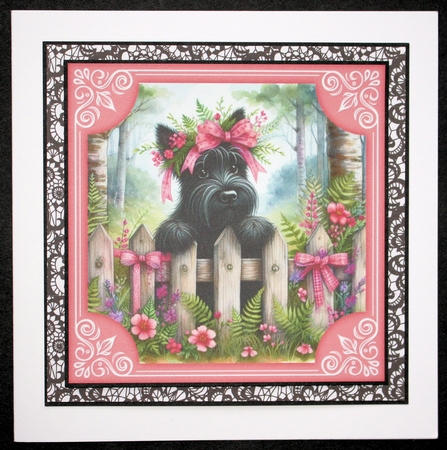 3 Pink floral Scottie card front/toppers 1 by Marion Kimberley-Scott