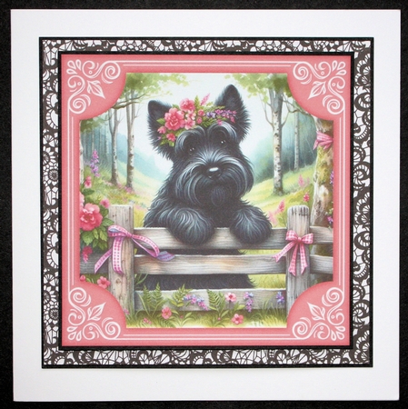 3 Pink floral Scottie card front/toppers 3 by Marion Kimberley-Scott