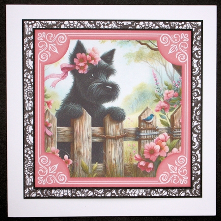 3 Pink floral Scottie card front/toppers 4 by Marion Kimberley-Scott