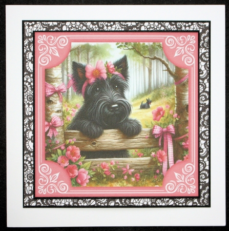 3 Pink floral Scottie card front/toppers 5 by Marion Kimberley-Scott
