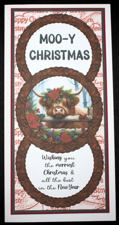 3 Christmas Highland cow card fronts/toppers by Marion Kimberley-Scott