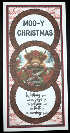 3 Christmas Highland cow card fronts/toppers by Marion Kimberley-Scott