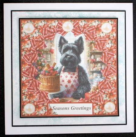 Christmas cake Scottish terrier card front 4 by Marion Kimberley-Scott