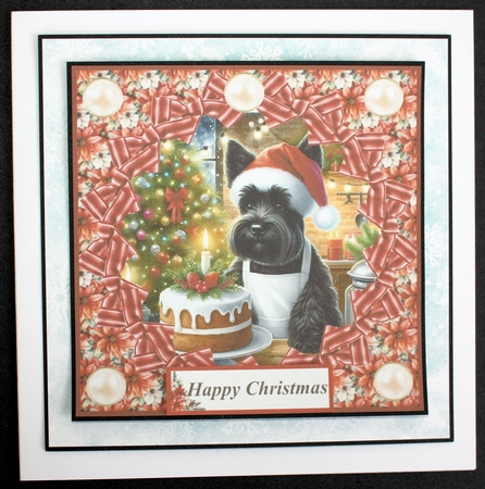 Christmas cake Scottish terrier card front 6 by Marion Kimberley-Scott
