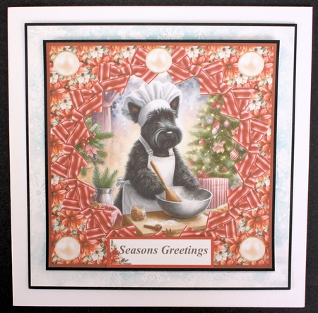 Christmas cake Scottish terrier card front 7 by Marion Kimberley-Scott
