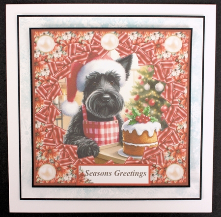 Christmas cake Scottish terrier card front 8 by Marion Kimberley-Scott