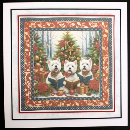 Christmas carol pups card front 1 by Marion Kimberley-Scott