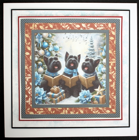 Christmas carol pups card front 2 by Marion Kimberley-Scott