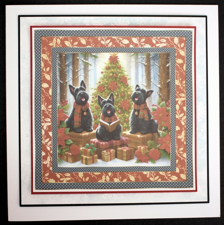 Christmas carol pups card front 3 by Marion Kimberley-Scott