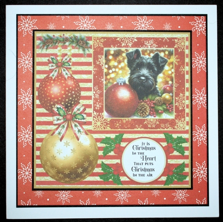 Christmas bauble Scottie card front 3 by Marion Kimberley-Scott