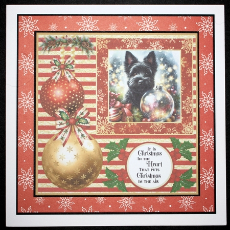 Christmas bauble Scottie card front 4 by Marion Kimberley-Scott