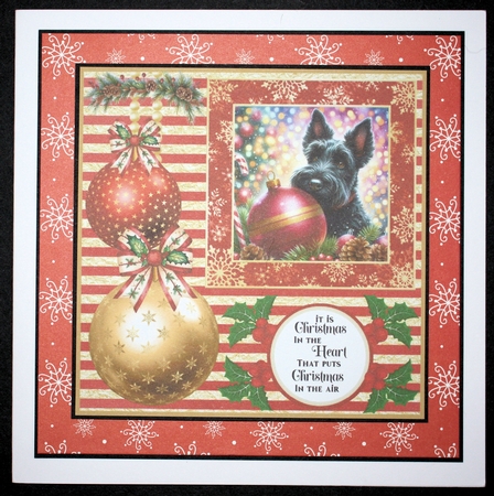 Christmas bauble Scottie card front 5 by Marion Kimberley-Scott